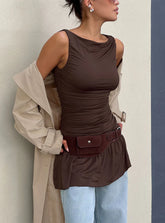 Mind Reader Ruched Mini Dress Brown