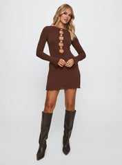 Dejonge Long Sleeve Ring Mini Dress Brown