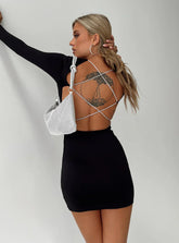 Verisha Long Sleeve Mini Dress Black