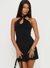 Daryna Halter Keyhole Mini Dress Black