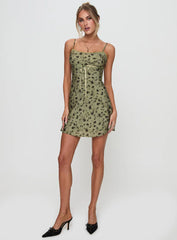 Valencia Mini Dress Sage Floral