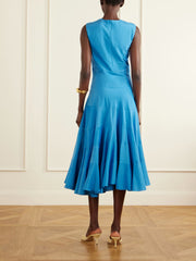 Flared cotton and silk-blend voile midi dress