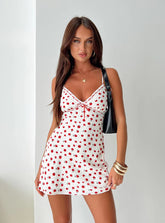 Karena Mini Dress White / Red Floral Petite