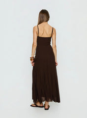 Janeira Pleat Maxi Dress Chocolate