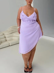 Secret Gardens Asymmetrical Midi Dress Purple Curve