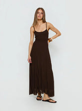 Janeira Pleat Maxi Dress Chocolate