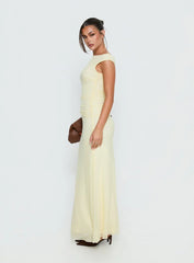 Krystyna Off Shoulder Ruched Mesh Maxi Dress Butter