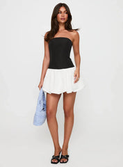 Delicacies Bubble Hem Mini Dress Black / White