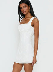 Donnamarie Embroidered Mini Dress White
