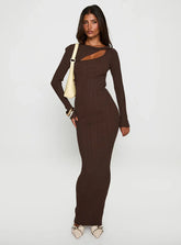 Gyselle Long Sleeve Maxi Dress Brown