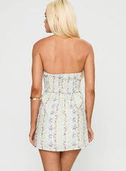 Jasmynne Halter Mini Dress White / Blue