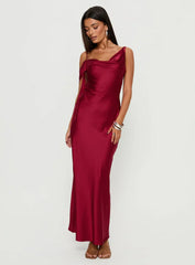 Silah Cowl Neck Maxi Dress Red