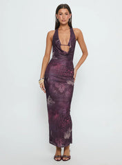 Manaia Cowl Halter Neck Maxi Dress Multi