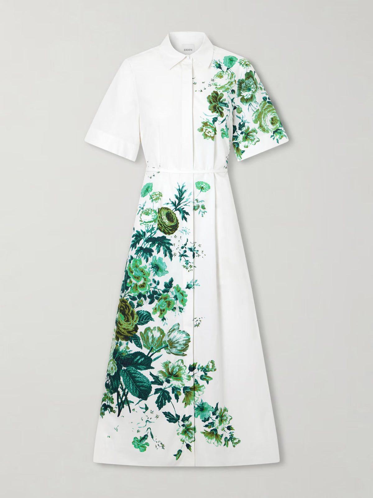 Floral-print cotton-poplin midi shirt dress