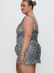 Miss Me Sequin Mini Dress Silver Curve