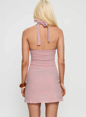 Golden Era Halter Mini Dress Red Stripe