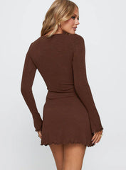 Dejonge Long Sleeve Ring Mini Dress Brown