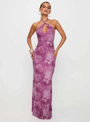 Nathaleia Halter Maxi Dress Purple