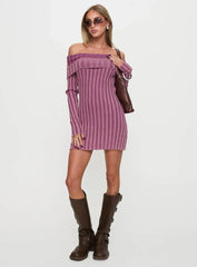 Kalesie Long Sleeve Rib Mini Dress Pink