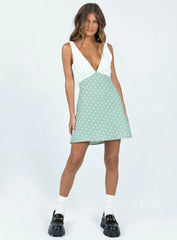 Nellie Mini Dress Mint Polka Dot