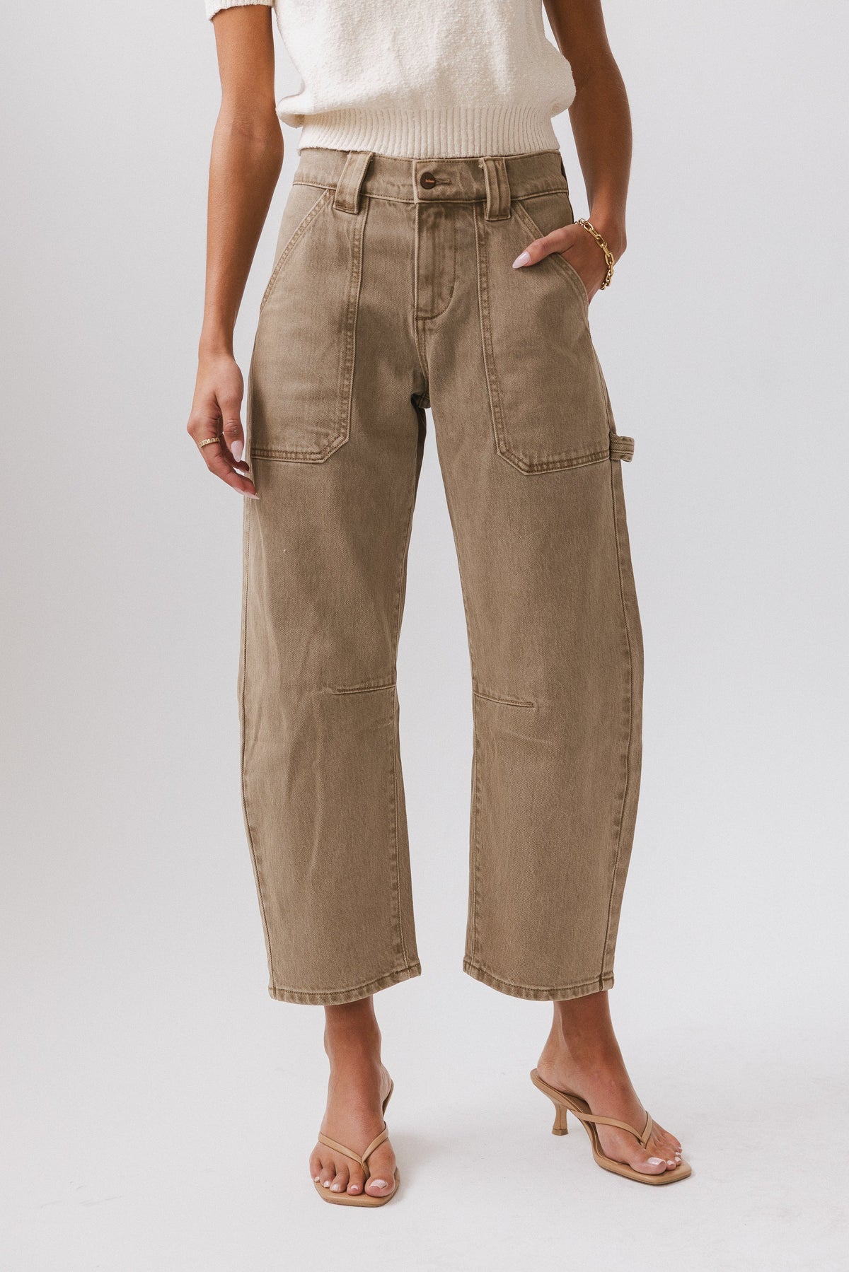 Scottie Barrel Jeans in Tan FINAL SALE