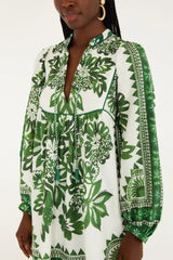 Green Flora Tapestry Mini Dress