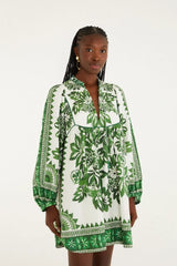 Green Flora Tapestry Mini Dress