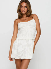 Karmic Shirred Mini Dress White