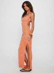 Elestria Maxi Dress Orange Stripe