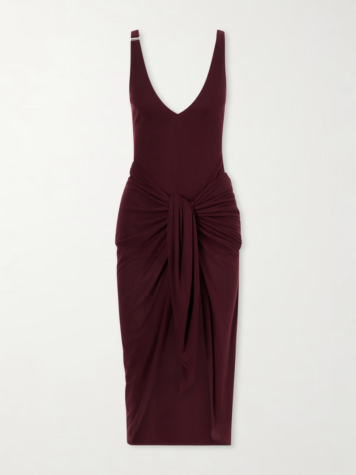 Knotted ribbed Lyocell midi dress