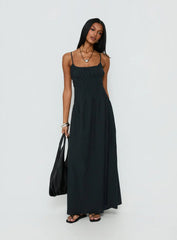 Magnolie Shirred Maxi Dress Charcoal
