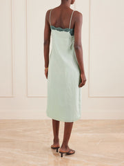Darya lace-trimmed linen and cotton-blend midi dress