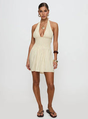 Alivea Shirred Mini Dress Cream