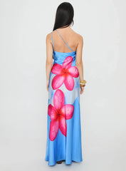 Meilana One Shoulder Maxi Dress Blue Floral
