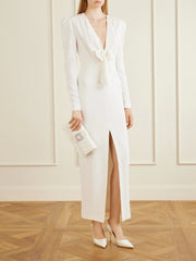 Bow-detail cady midi dress